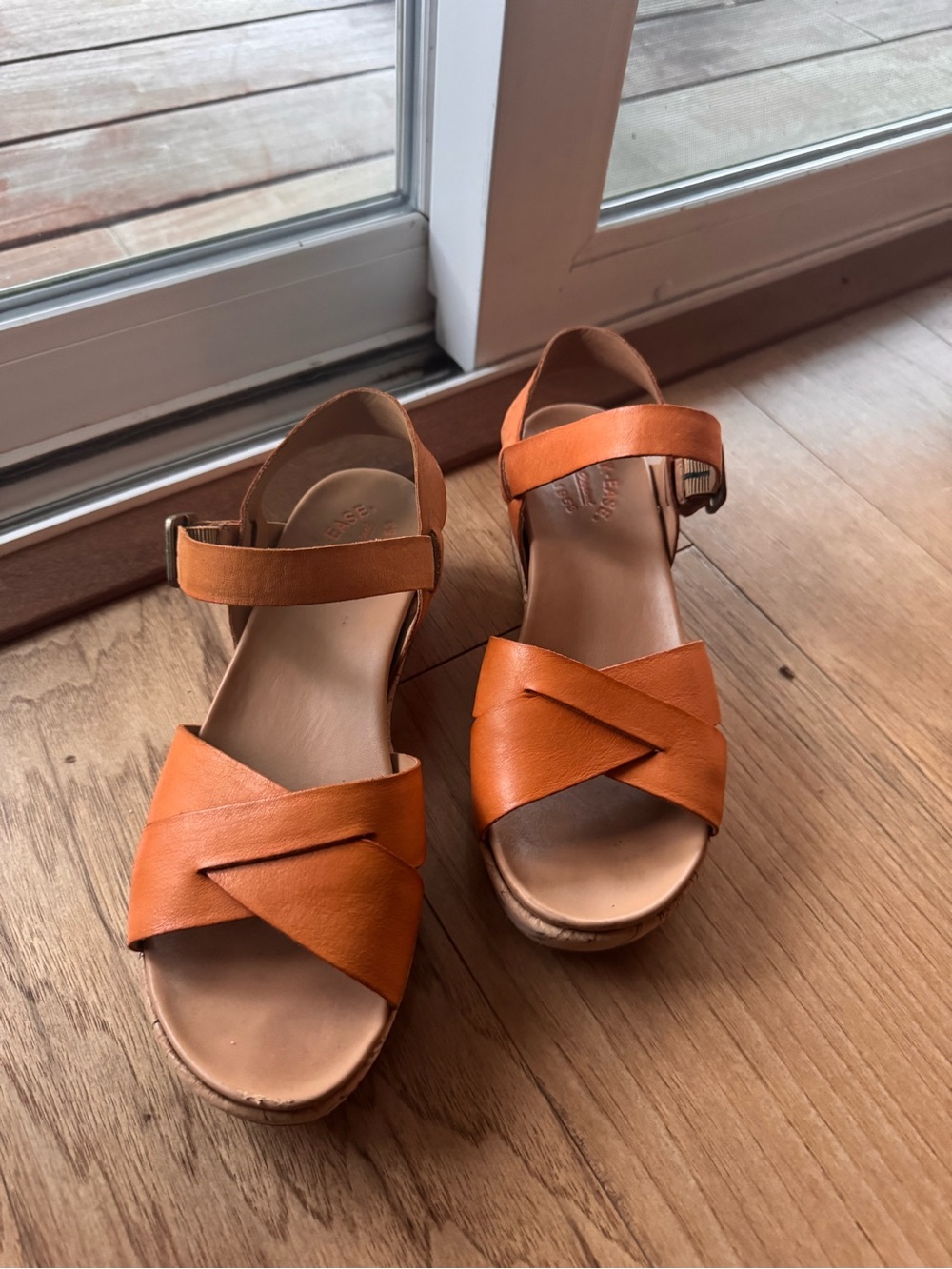 Women’s Orange Kork-Ease Leather Crisscross Sandals